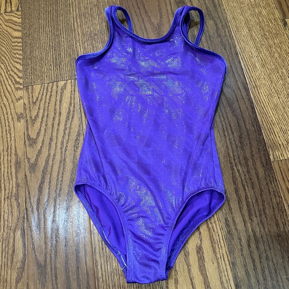 Limited Too Vintage Y2K Purple Velvet Gymnastics Dance Leotard Child Size 14 - Picture 1 of 5